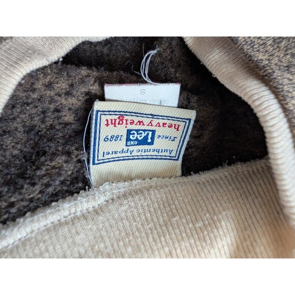 Vintage Lee Heavyweight Sweatshirt W/ Embroidered Center Panel Beige S - Picture 4 of 6